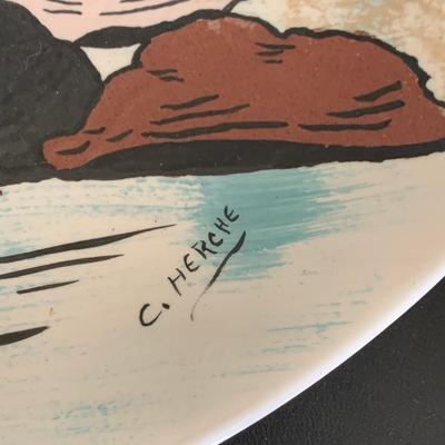 Large Handpainted Charger Signed