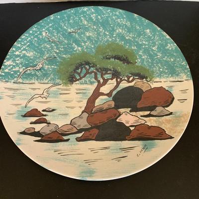 Large Handpainted Charger Signed