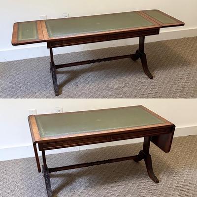 Antique Mahogany Leather Top Extendable Coffee Table