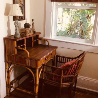 1940's Rattan Writing Desk