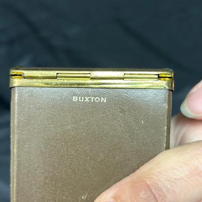Vintage Retro Buxton Beige Leather Cigarette Case and Matching Lighter