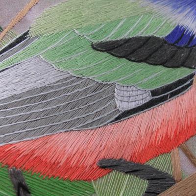 Susho King Bunting Silk Art Handmade Suzhou Silk Embroidery Bird Art
