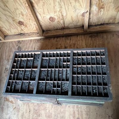 Antique Metal Letter Press Numbers / Letters & Cases