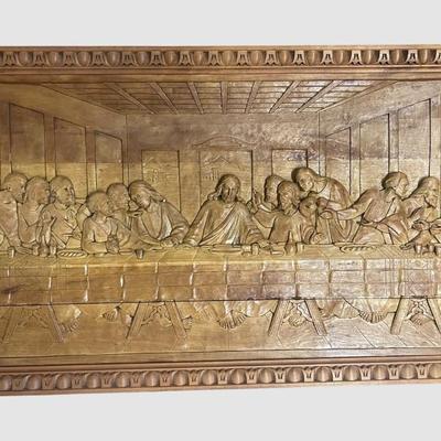 Hand Carved Wood Relief of The Last Supper