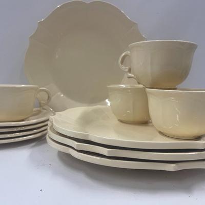 Set of Ivory Ceramic Pier One Imports Dishes, Service for 4