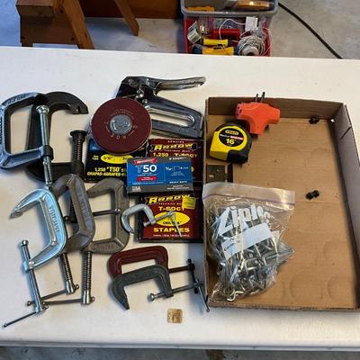 S1636 Lot of C-Clamps , Stapler and more