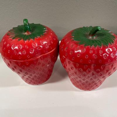 Vintage strawberry jam jelly jars