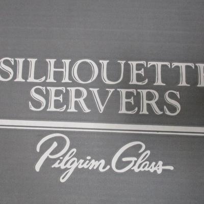 Vintage Silhouette Servers Pilgrim Glass Plate Angelic Cats