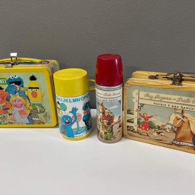 Vintage lunch boxes and thermos