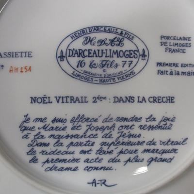 Vintage D'arceau Limoges Noel Vitrail Plate 