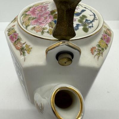 HOMCO Vintage Hand Painted Japanese Porcelain Teapot w/ Brass Handle