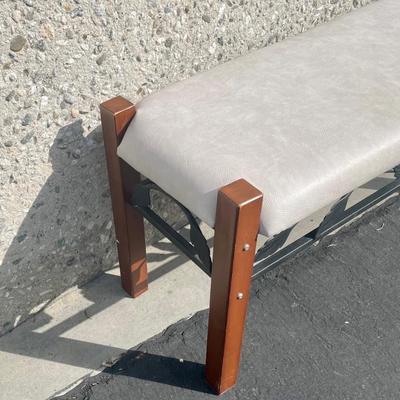 Wood and Metal Cushion Bench Seat for Entryway End of Bed Extra Seating