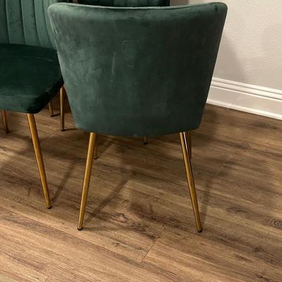 Six (6) Daulton Green Upholstered Velvet Chairs ~ Like New