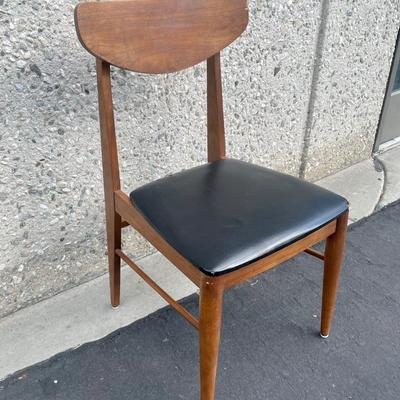 Vintage Wood & Leather Midcentury Dining Room Side Chair