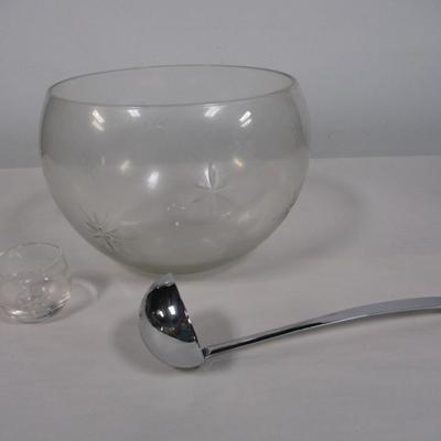 Vintage Punch Bowl With Glasses Star Design 25 Glasses
