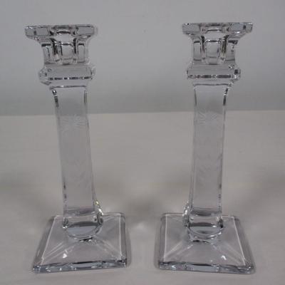 Etched Crystal Candle Holders