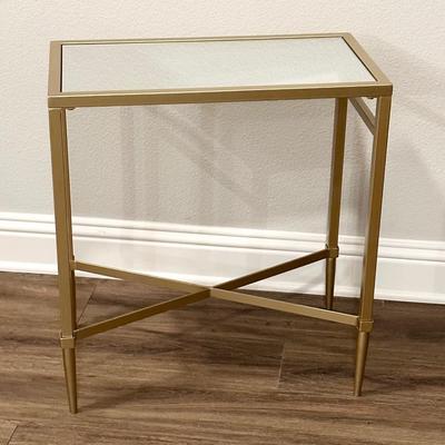 Gold Metal Mirrored Side Table