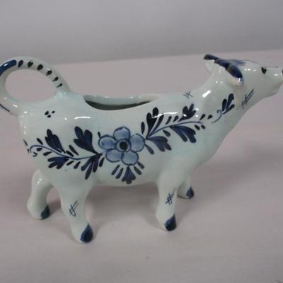 Hand Painted Delft Blue Cow Creamer
