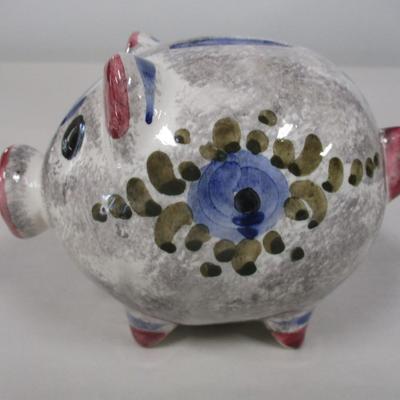 Vintage Deruta Italy Hand Painted Piggy Bank Coin Pottery