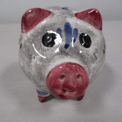 Vintage Deruta Italy Hand Painted Piggy Bank Coin Pottery
