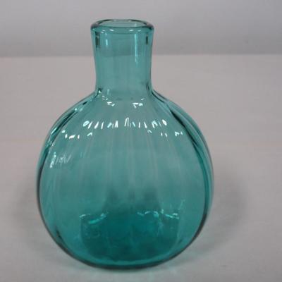 Hand Blown & Signed Blue Glass Bottle