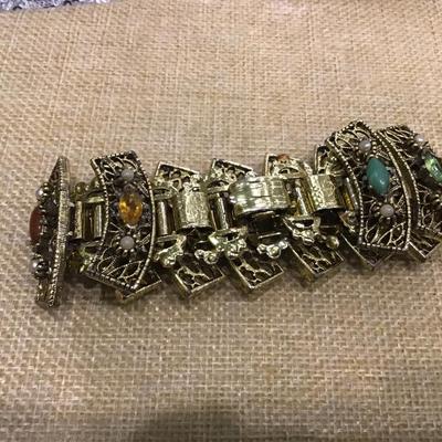 Vintage Multi Colored  Linked Bracelet