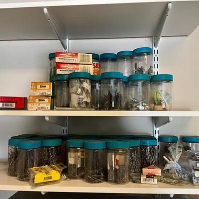 S1717 Two Drawer Organizers with Box of Empty Plastic Jars