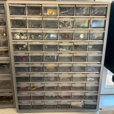 S1717 Two Drawer Organizers with Box of Empty Plastic Jars