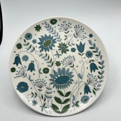Vintage Blue and Green Flower Pattern Texas ware Melamine Dinner Plate