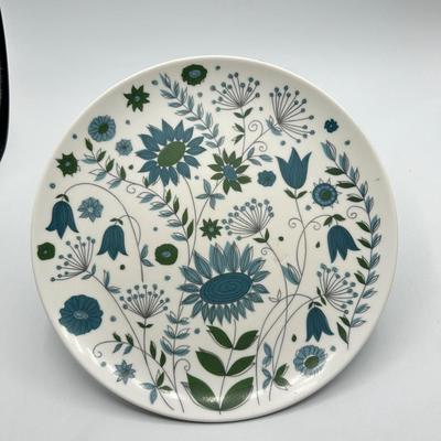 Vintage Blue and Green Flower Pattern Texas ware Melamine Dinner Plate