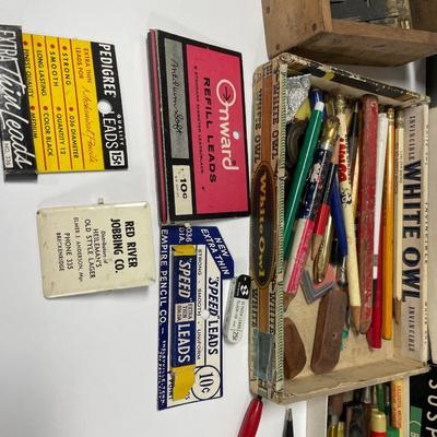Vintage pens, stencils & office supplies