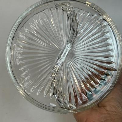 Vintage Divided Glass Candy Dish with Silver Plate Lid