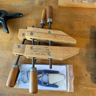 S1738 Pair of Wooden Jorgensen Clamps with Mitre Clamps & Pliers Kit