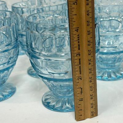 Vintage Fostoria Hermitage Pale Blue Glass Footed Juice Glass Drink Glasses Goblets