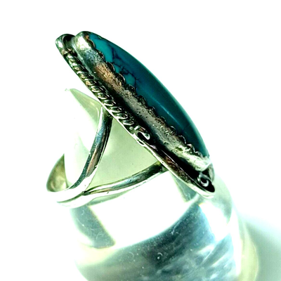 Vintage Native American Sterling Silver & Turquoise Feather Ring by Tom Taylor