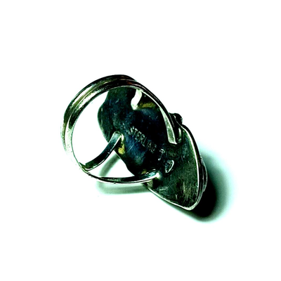 Vintage Native American Sterling Silver & Turquoise Feather Ring by Tom Taylor