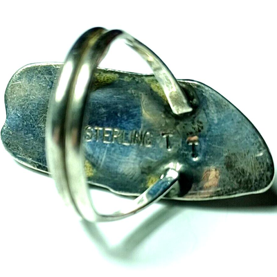 Vintage Native American Sterling Silver & Turquoise Feather Ring by Tom Taylor