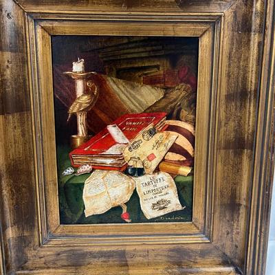 Diadnin Still-Life Painting on Canvas in Ornate Frame (B1-RG)