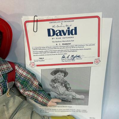 The Danbury Mint Little Boy with Firetruck Porcelain Doll David
