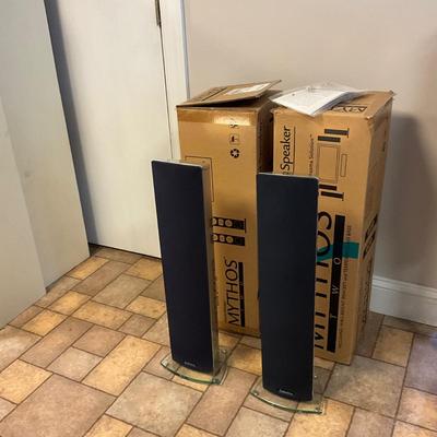 US1756 Pair of Definitive Technology Mythos II Aluminum Finish Speakers