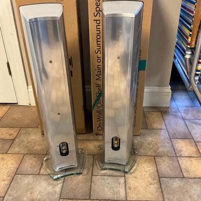 US1756 Pair of Definitive Technology Mythos II Aluminum Finish Speakers
