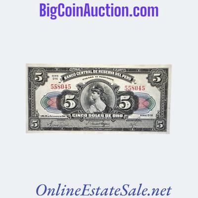 1941 PERU 5 SOLES DE ORO