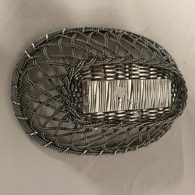 Twisted Metal Bread Basket & Beaded Multi Colored Decorative Basket (B2-MG)