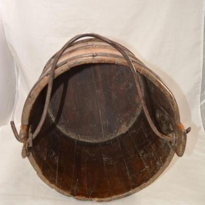 Antique Wrought Iron & Wood Well Bucket