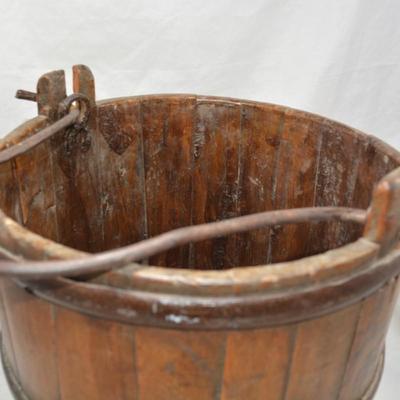 Antique Wrought Iron & Wood Well Bucket