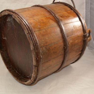 Antique Wrought Iron & Wood Well Bucket