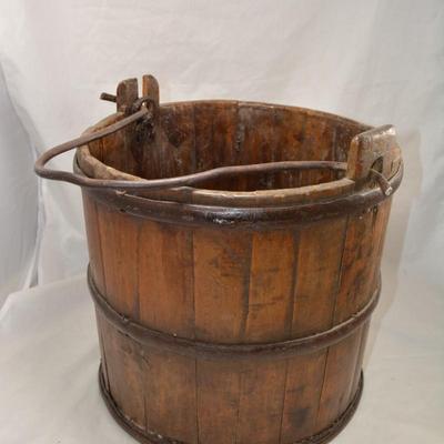 Antique Wrought Iron & Wood Well Bucket