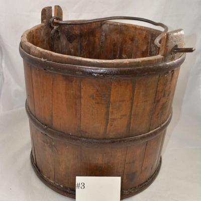 Antique Wrought Iron & Wood Well Bucket