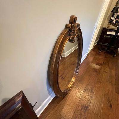 Large Ornate Oval Beveled Mirror With Copper Finish (B1-RG)