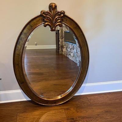 Large Ornate Oval Beveled Mirror With Copper Finish (B1-RG)